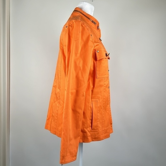 Linea by Louis Dell’Olio Military Style Jacket With Zippered Sleeves Orange Sz S - Picture 6 of 16